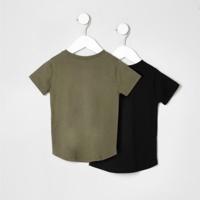 Mini boys khaki and black T-shirt multipack